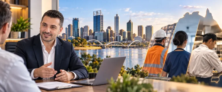 Employer sponsored visa agent Perth meeting a WA employer about sponsoring skilled workers